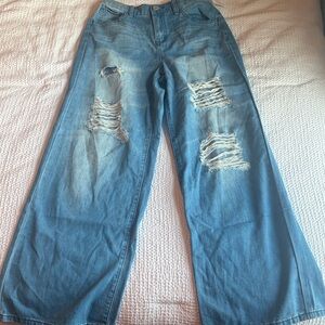 SO Super High Rise Wide Leg Jeans in Blue